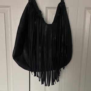 Rue21 Black Fringe Hobo Shoulder Bag
